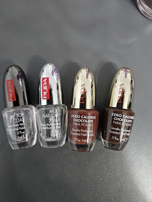PUPA/lakiery czekoladowe+baza i żelowy top