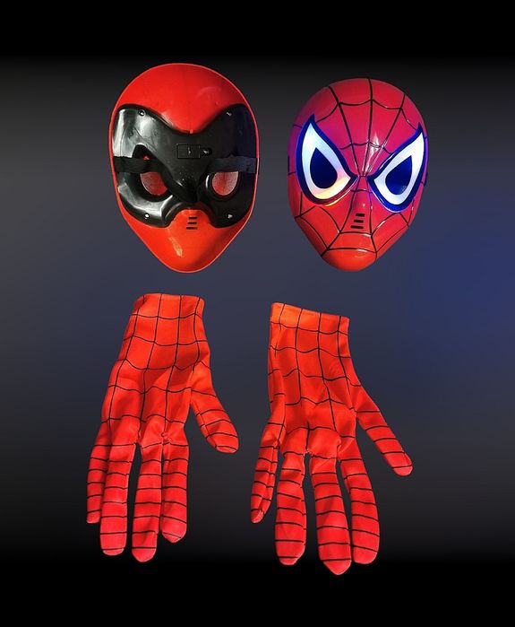 Zestaw Spider-Man: 2 Maski LED (świecące oczy) + Rękawice | Przebranie