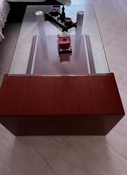 Mesa sala cerejeira com vidro