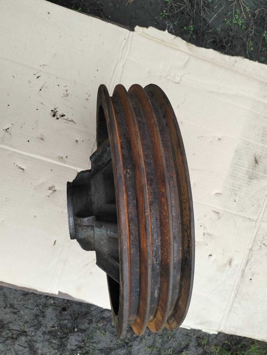 Винтажный чугунный шкив 3 ручья профиль С. 41 см