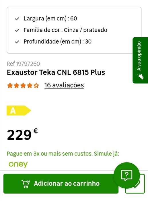 Exaustor Teka  Inox CNL 6815 PLUS.