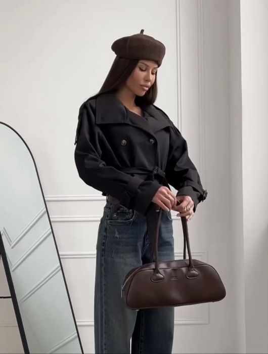 Укорочений жіночий тренч на підкладці