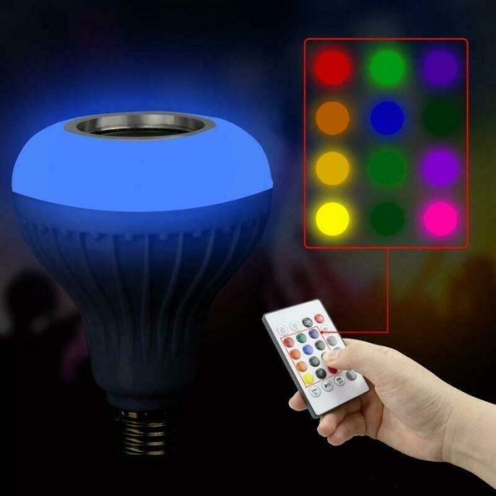 Lampada LED RGB com coluna Musica Som Bluetooth e comando NOVO