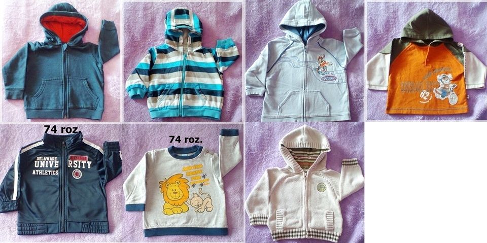 Ubrania 68-74 roz. 6-9 m. Bluzka Spodnie Śpiochy Bluza Koszula.