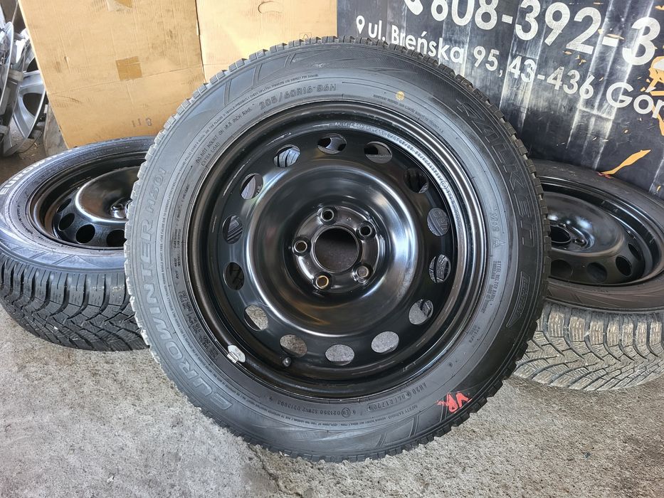 Koła zimowe 16cali Peogoet Citroen Opel Volvo,  stalówki 5x108 65,1, 205/60/16 Falken