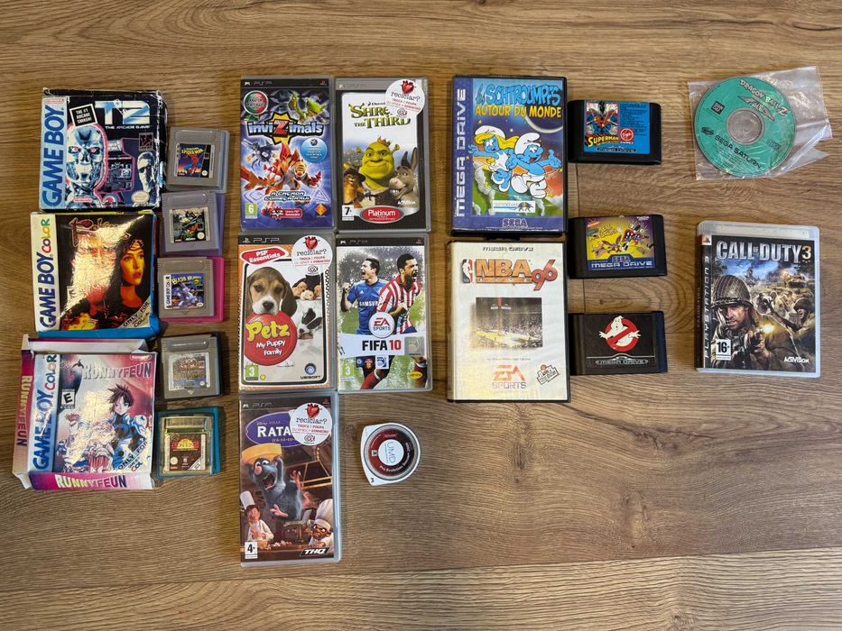 Lote 21 jogos retro Game Boy, Mega Drive, PSP, Saturn e PS3