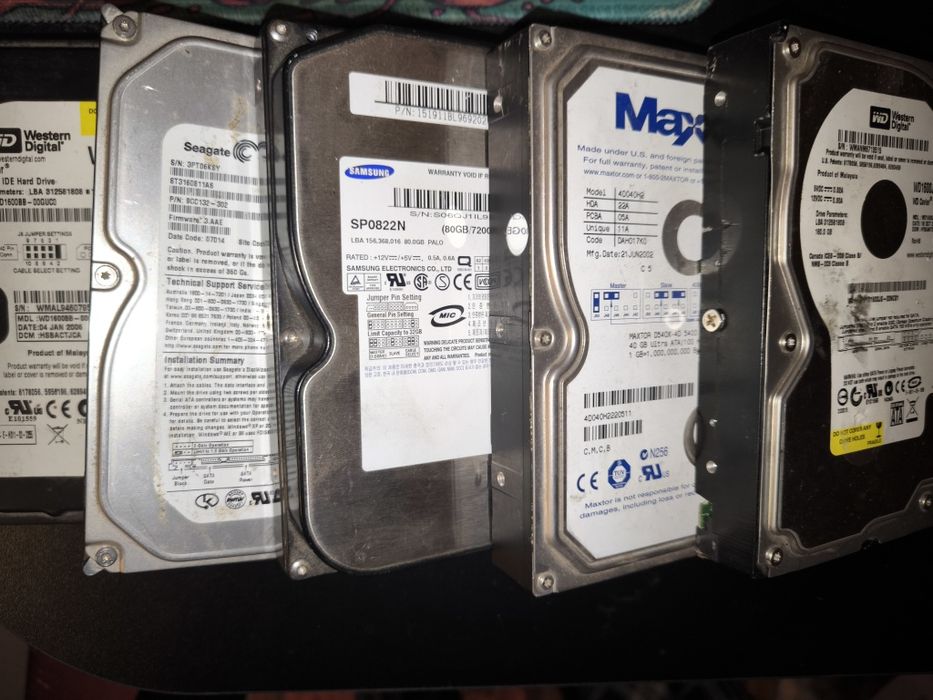 Ретро-набір HDD: IDE + SATA | 40–160 ГБ | WD, Samsung, Seagate | Вс