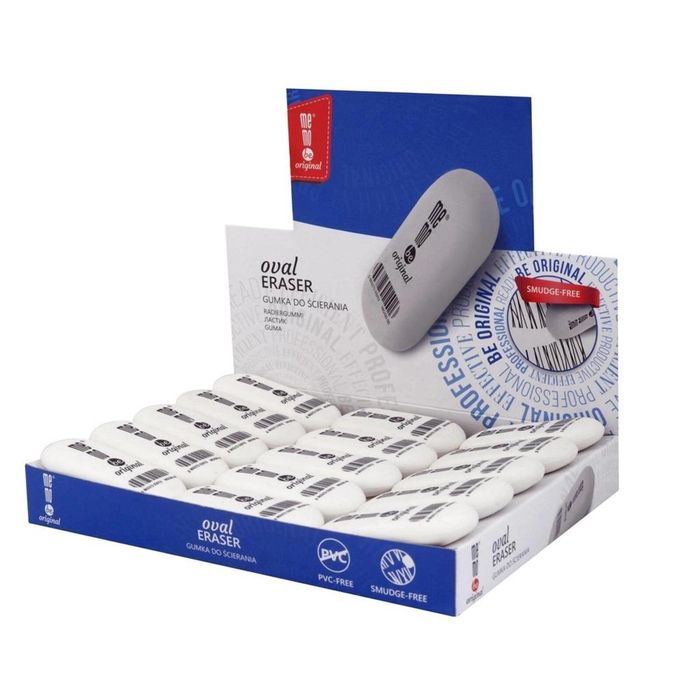 Gumka do mazania Oval biała (30szt) MemoBe MemoBe pudełko,154x7 mm
