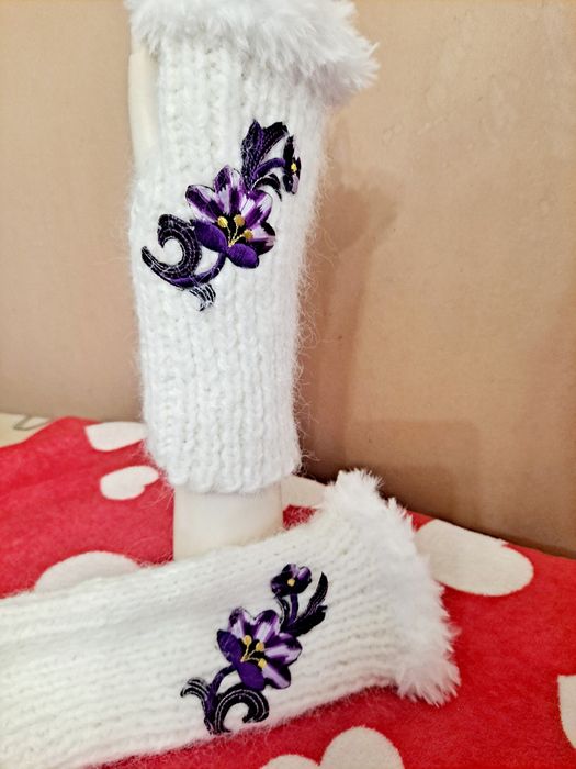 Rękawiczki mohair recznie robione eleganckie  unisex