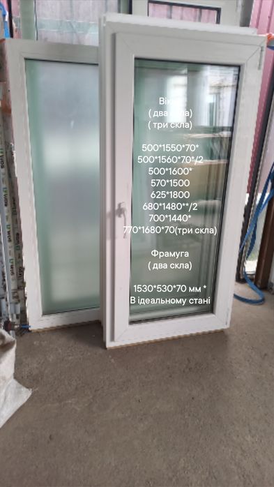 Окно / вікно ш.570* в.1500мм, відкриття праворуч + провітрювання