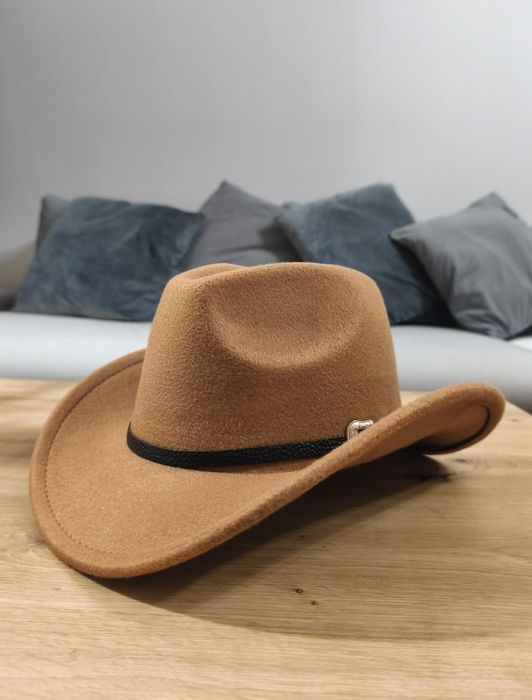 Kapelusz kowbojski brązowy ciepły karmelowy wild west country