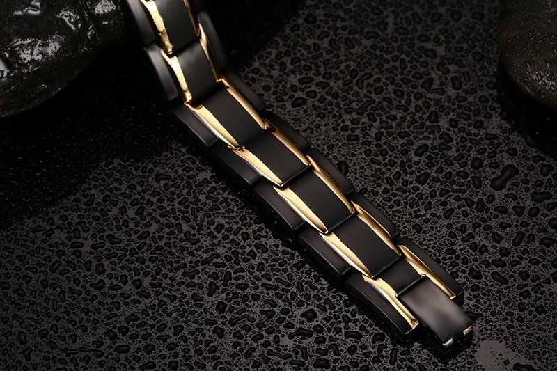 Czarna Bransoleta ze złotą Wstawką Stal Chirurgiczna