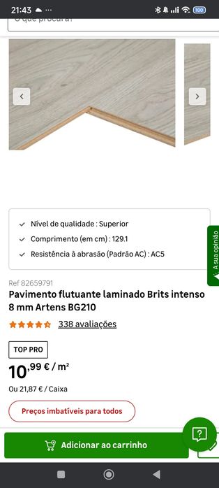 Pavimento flutuante laminado Brits intenso 8 mm Artens BG210