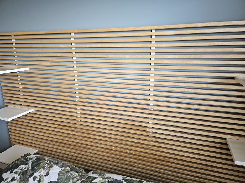 Dwa zagłowki IKEA MANDAL zagłówek 240 cm brzoza + 6 półek – lite drewno