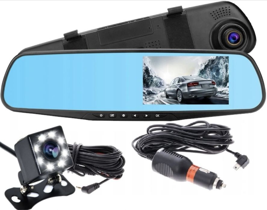 Kamera lusterko, wideorejestrator + kamera cofania Full HD