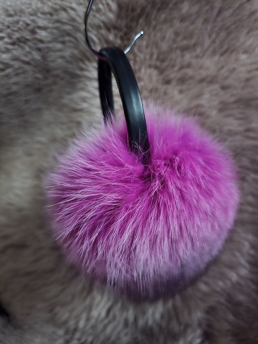 Nowe nauszniki z naturalnym futrem lisa bogate puszyste piękne