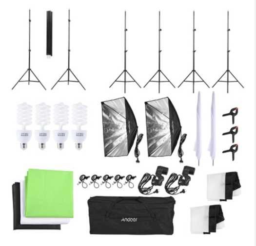 Photo and Video Studio Kit: Backdrops + Lights + Support Structure64740623721347123