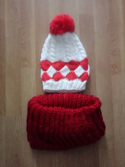 Nowy komplet damski czapka z kominem