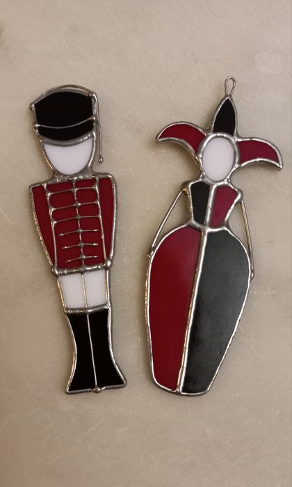 Witrażowe ozdoby choinkowe vintage rękodzieło