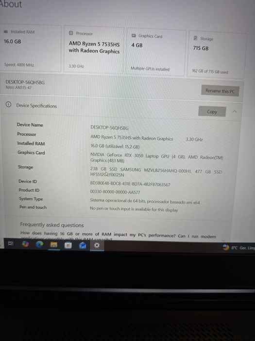 Portatil Gamer Acer Nitro 5