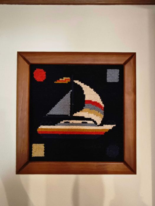 Quadro de Arraiolos 44x44 feito à mão