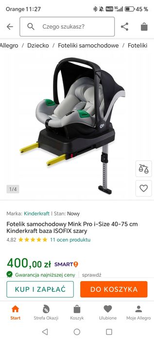 Fotelik samochodowy z bazą