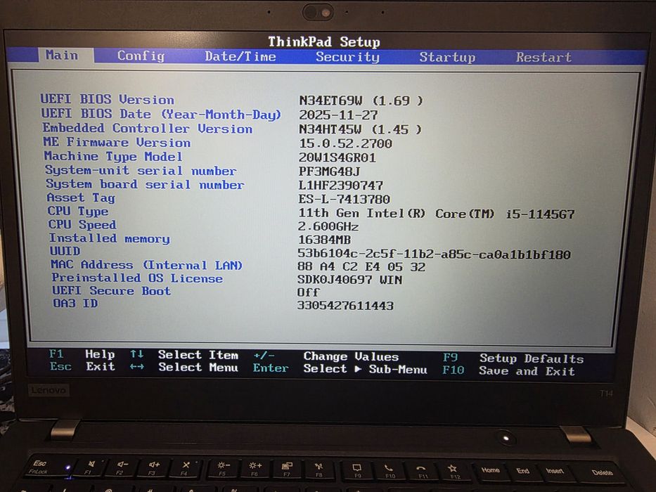 Laptop Lenovo ThinkPad T14 Gen 2 i5 -1135G7 16GB 512GB