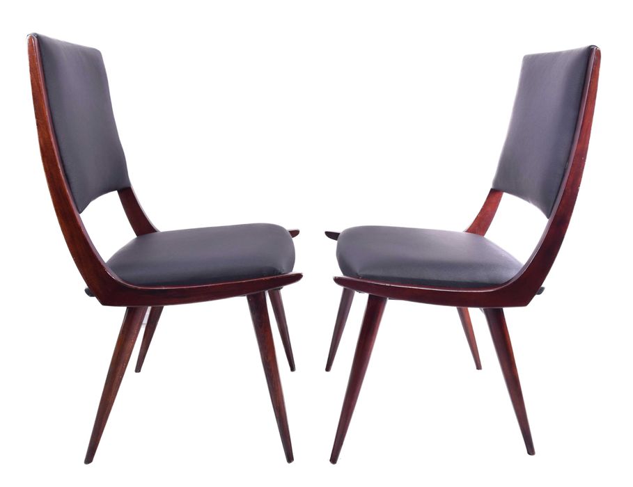 6 krzeseł w linii dynamicznej  Boomerang  włoski modernizm, lata 50/60