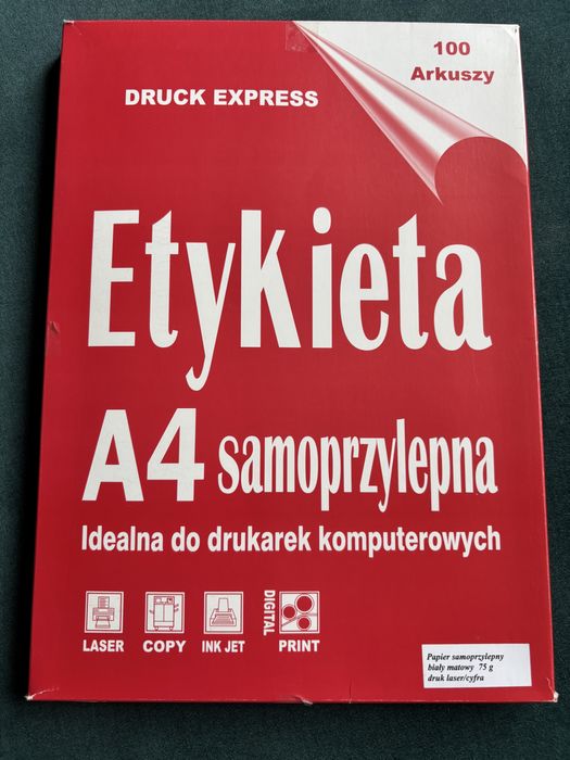 Etykiety samoprzylepne A4 do drukarek komputerowych