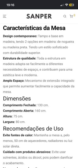 Mesa de Jantar Extensível da Sanper