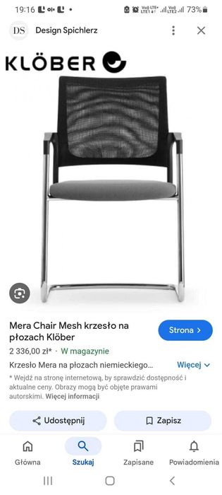 Fotel konferencyjny krzesło krzesła na płozach Klöber czarne mer46