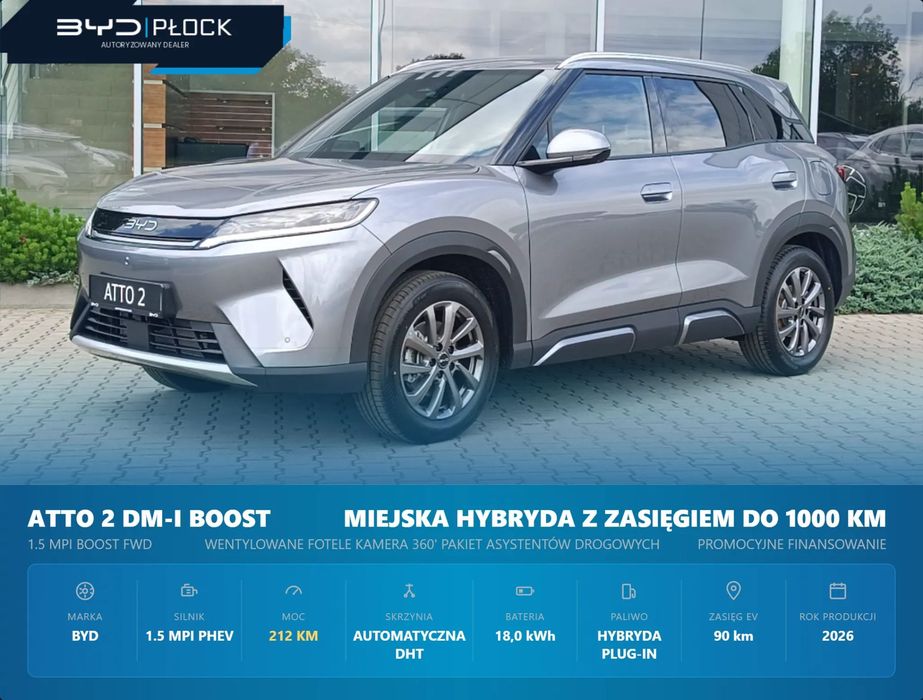 BYD Atto 2 DM-i Hybryda Plug-in z zasiegiem do 1000 km.