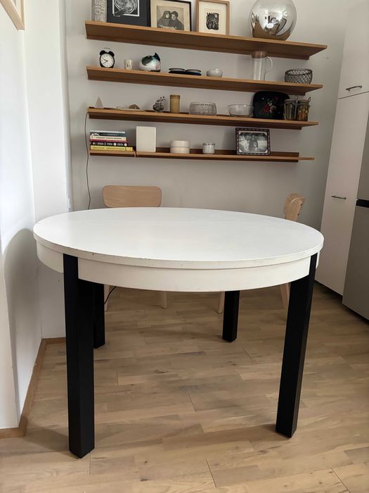 IKEA rozkładany stół okrągły biało-czarny