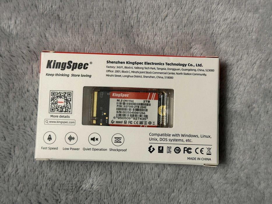 SSD KingSpec XG7000 - 2TB 7400MB/s M2 NVMe PCIe 4.0x4 (2242)