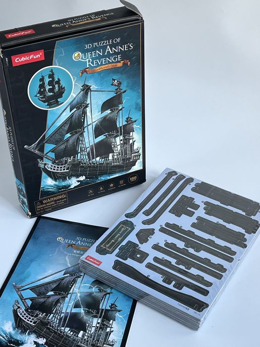 ВЕЛИКИЙ 3D-пазл Корабель "Помста Королеви Анни". 46 см! Без клею