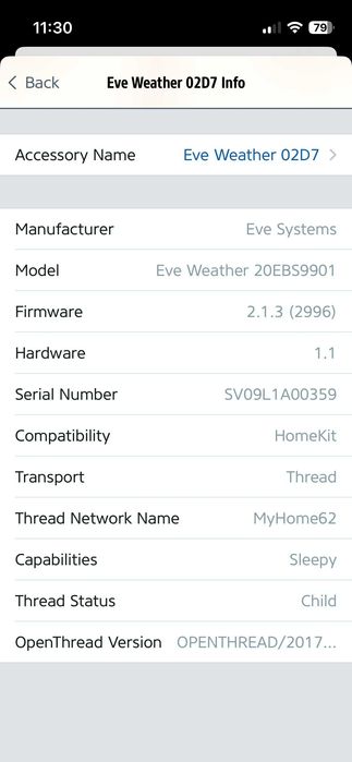 Zewnętrzny Eve Weather 20EBS9901 THREAD - Apple Homekit