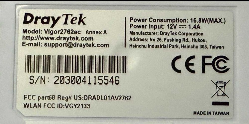 Router DrayTek Vigor2762ac – ADSL2+/VDSL2 | Dual Band