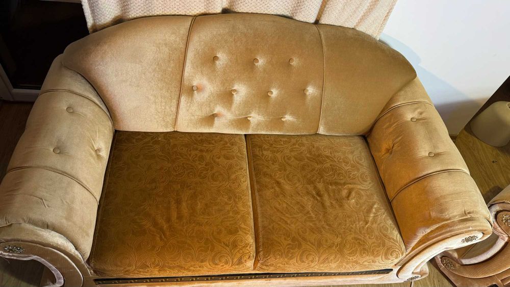 Zestaw dwóch sof barokowych welur glamour – stan bardzo dobry!