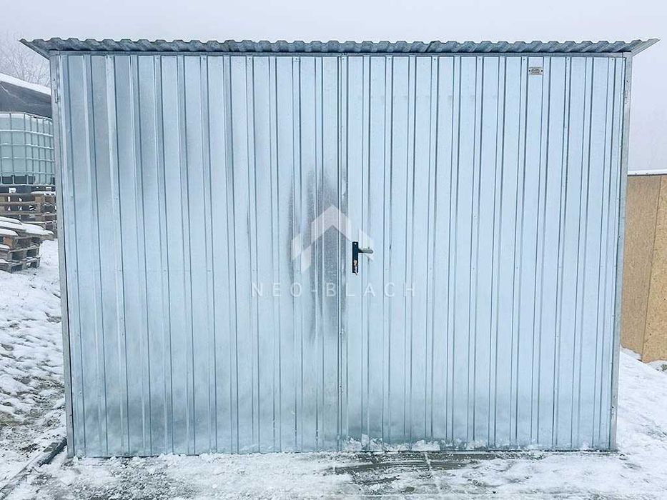 Blaszak - Garaż Blaszany 3X6M Brama - Ocynk Dach Spad W Tył Nb122