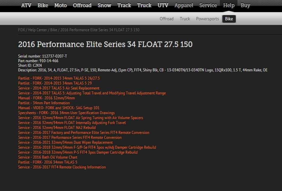 górne golenie do FOX FLOAT 34 PERFORMANCE ELITE 150mm 27,5 rok 2016