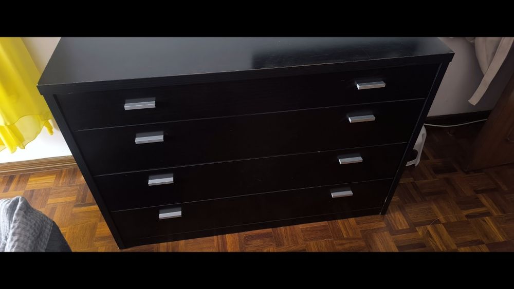 Mobília de quarto preto lacado