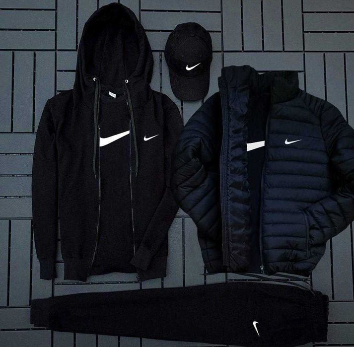 Nike Найк фліс костюм, футболка, шапка, куртка комплект 5в1 чоловічий