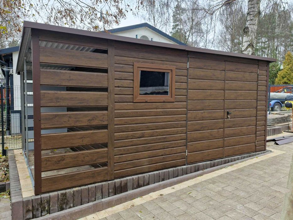 Schowek Domek Ogrodowy 4X3M Brama Drewnopodobny Dach Spaw W Tył Ts927