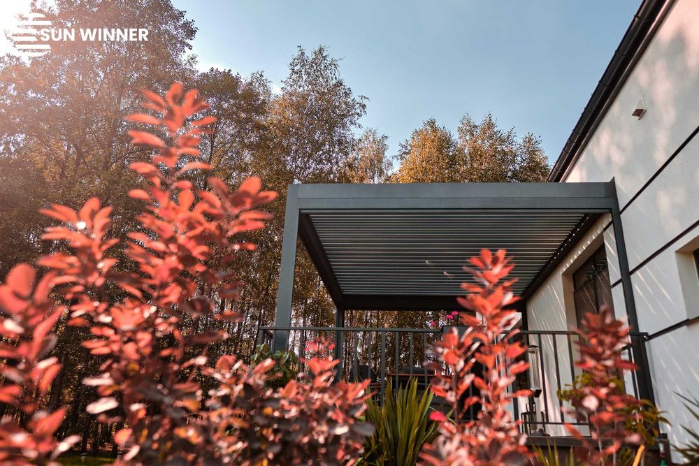 Pergola lamelowa Win Climatic S500 – luksusowe zadaszenie tarasu 4x3