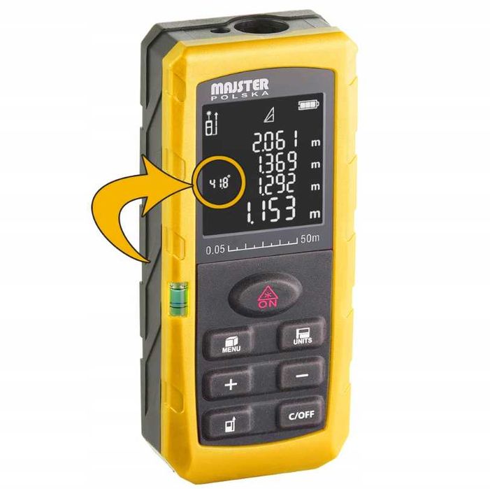 DALMIERZ Laserowy Miernik Odległości Cyfrowy 50m Poziomica (GRATIS)