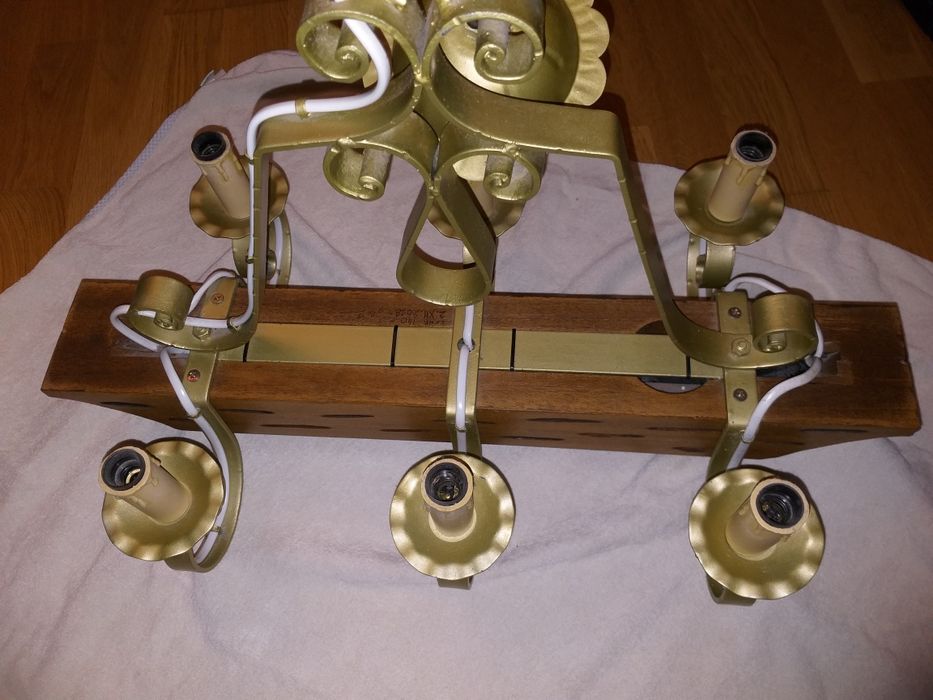 Lampa drewno kolor złoty