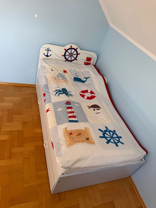 Łóżko ze skrzynią 90/180 białe Meblik Pirat