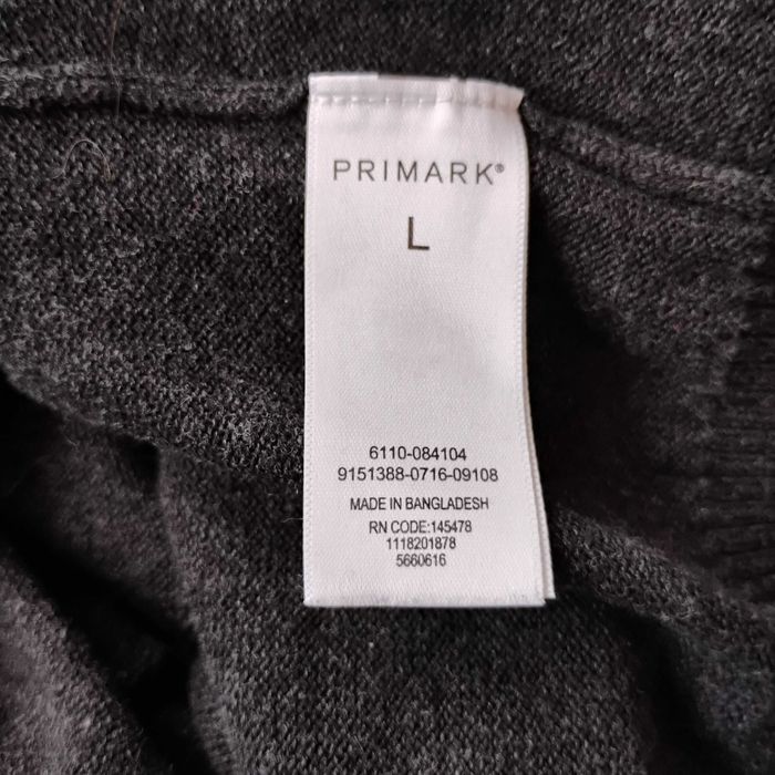 Pulower męski z bawełny Primark rozmiar L; ciemnoszary