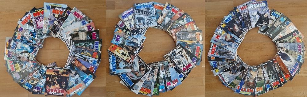 Lote “O Mundo de Nathan Never”. BD italiana Sergio Bonelli. 146 álbuns