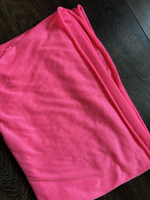 Różowy duży podwójny komin szal damski szalik chusta